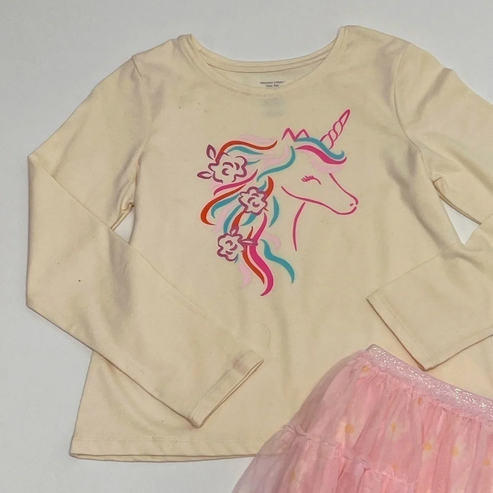 MEMBERS Mark Girls 2-piece Long Sleeve Graphic Unicorn Shirt & Tutu - 12